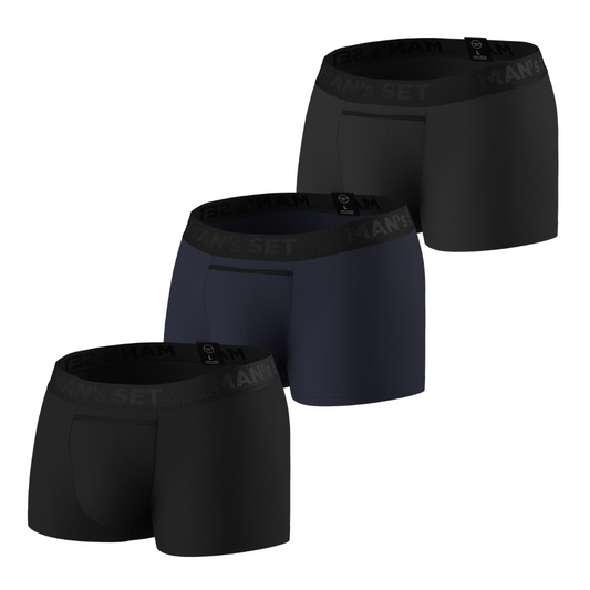 Anatomic boxers Classic (pack 3: Preto, Azul escuro e Grafite)